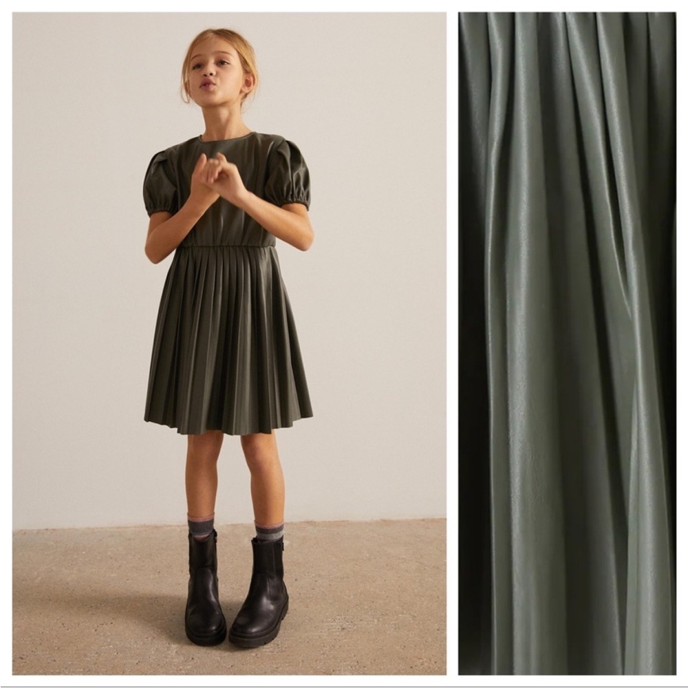 Zara Olive Green Faux Leather Dress